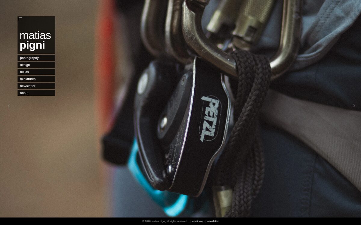 Matias Pigni portfolio: full-bleed photography gallery with side navigation